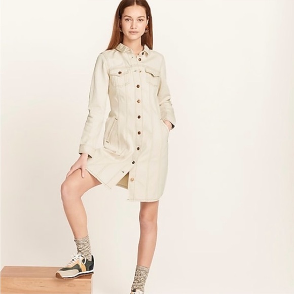 ▪️NWT J. Crew Ecru denim button-up dress - Picture 3 of 8